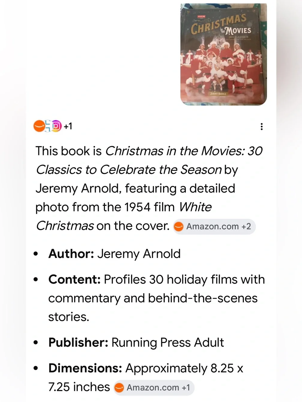 #2881**Christmas in the Movies Hardcover Book - Red & White - Jeremy Arnold